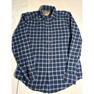 Roebuck & Co Flannel Shirt Mens Medium Blue Plaid Button Up Long Sleeve